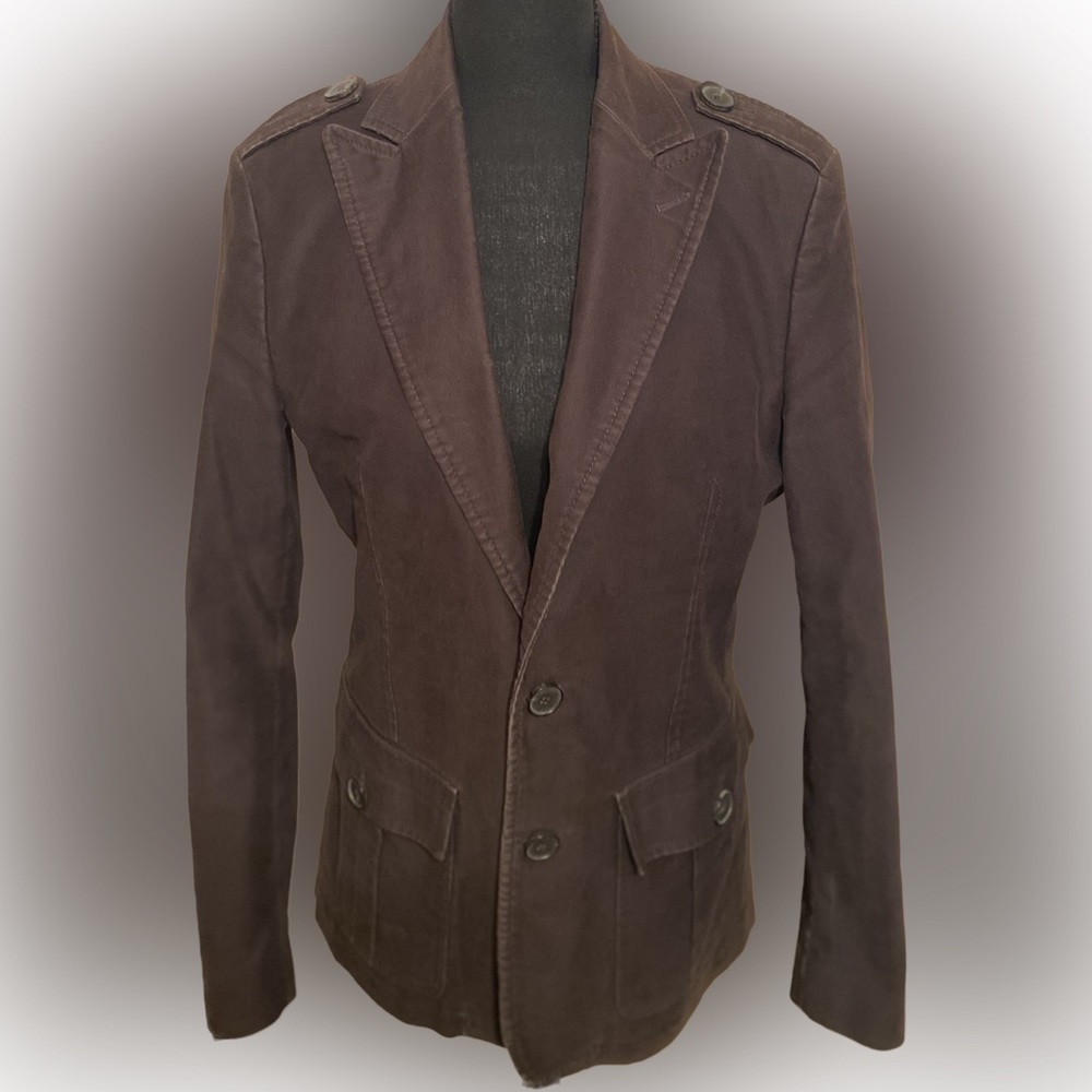 Zara Man Brown Corduroy Blazer/Jacket/Sport coat Sz 38 Epaulettes
